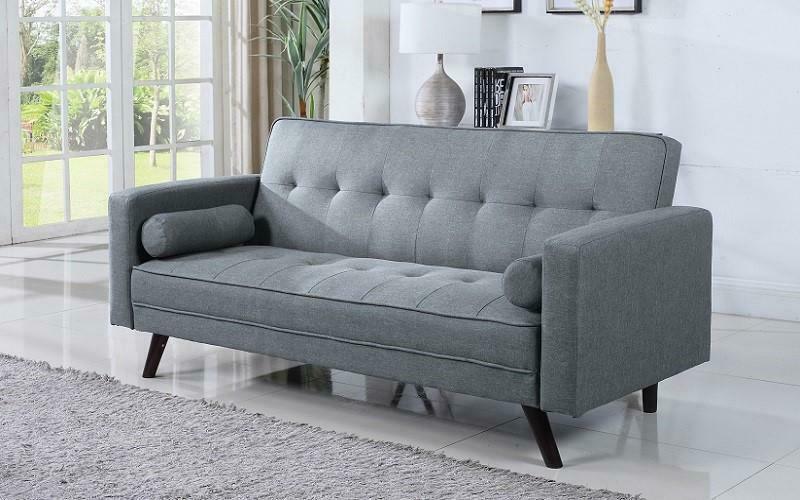 Fabric Sofa Bed with Arm Rest – Light Grey Light Grey