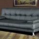 Leather Sofa Bed with Chrome Legs – Grey Grey