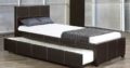 Platform Bed with Leather and Twin Trundle – Black Twin / Black / Leather