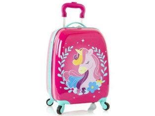 Unicorn Fashion Spinner Hardside Rolling Luggage for Kids – 18 Inch [Pink]