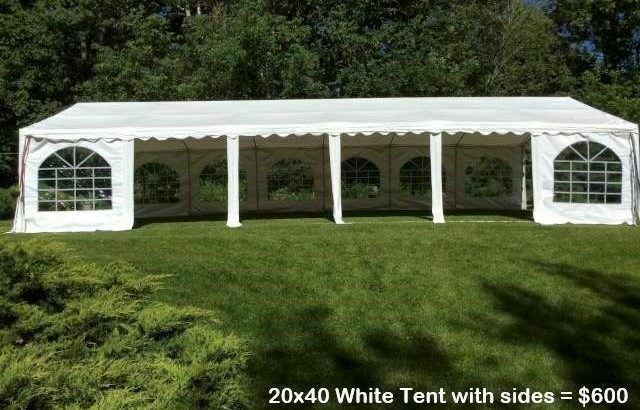 Outdoor Tents for Rent, tables, chairs, dance floor, lighting