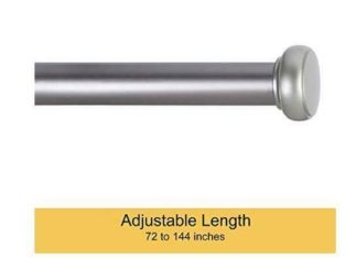 (DI16) KENNEY 1 WEAVER INDOOR/OUTDOOR RUST-RESISTANT CURTAIN ROD, 72-144, BRUSHED NICKEL-PICK UP ONLY!!