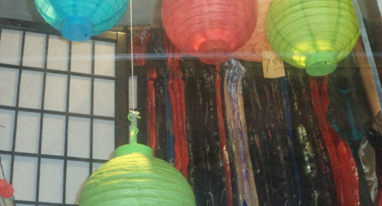 Paper lanterns 10″with light bulb $1.25ea when purchase of 12