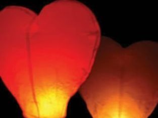 Heart-shaped sky lanterns $1.00 each