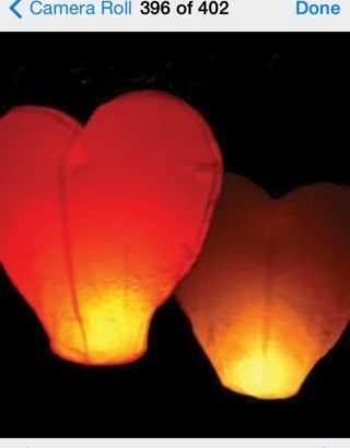 Heart-shaped sky lanterns $1.00 each