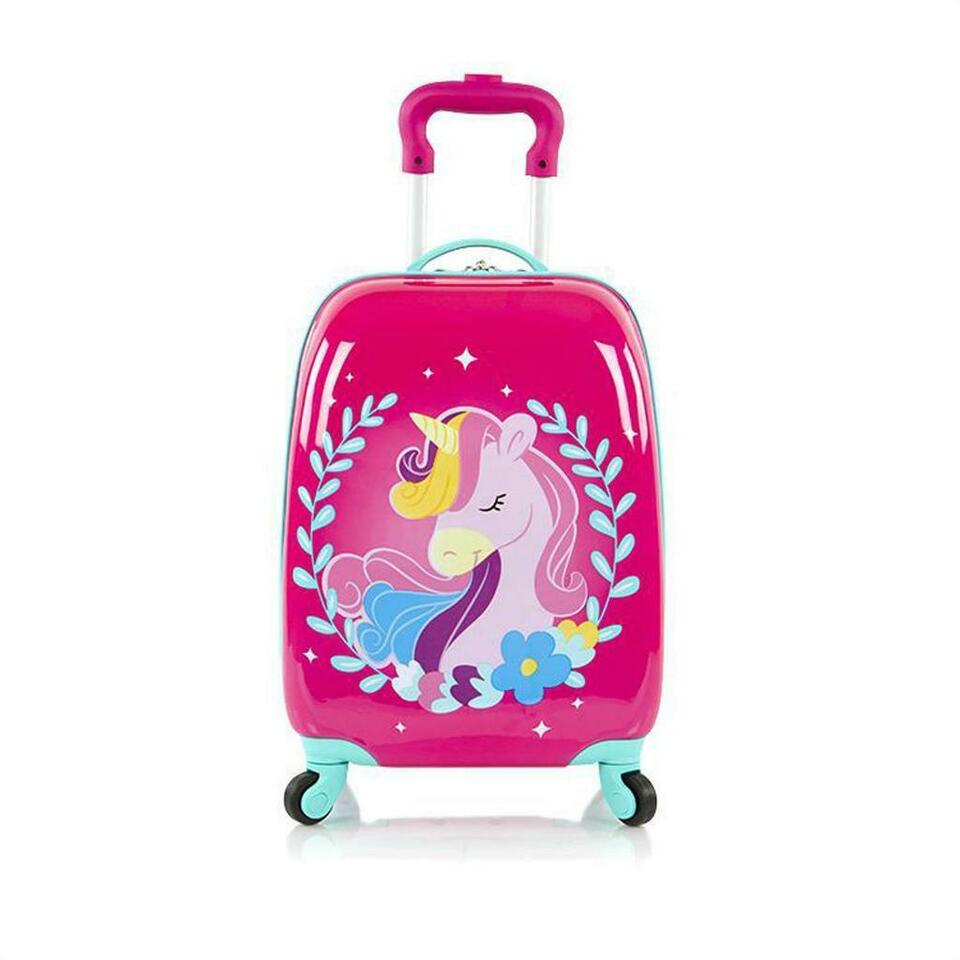 Unicorn Fashion Spinner Hardside Rolling Luggage for Kids – 18 Inch [Pink]