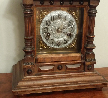 Antique Walnut H.A.C. 14 day Strike Mantle Clock