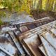 Sections of steel from chip truck