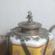 Antique Chinese Tibetan Silver Inlay Wucai Porcelain Wine TeaPot