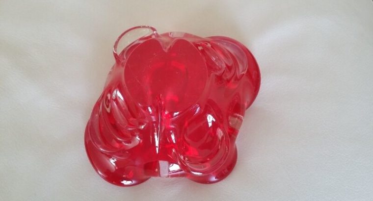 Mid Century Chalet Modern Red Glass Ashtray Centerpiece