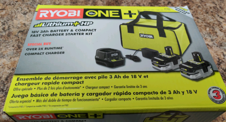 BNIB Ryobi One+ Dual 18V 3ah Battery Kit