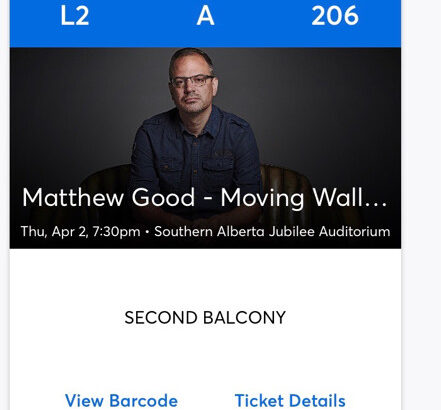 2 tickets to Matt Good in Calgary