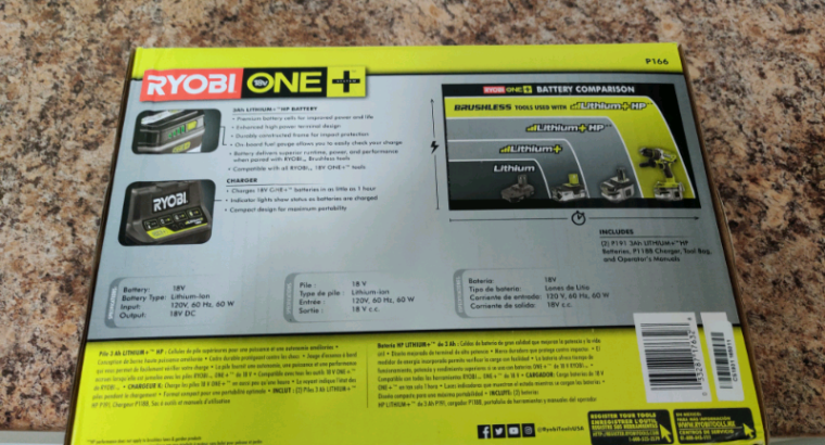 BNIB Ryobi One+ Dual 18V 3ah Battery Kit