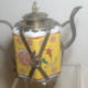 Antique Chinese Tibetan Silver Inlay Wucai Porcelain Wine TeaPot