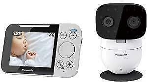 Promo! Panasonic Long Range Video Baby Monitor with 2 Way Talk, Remote Pan/Tilt/Zoom and Lullaby (KX-HN3051C), White