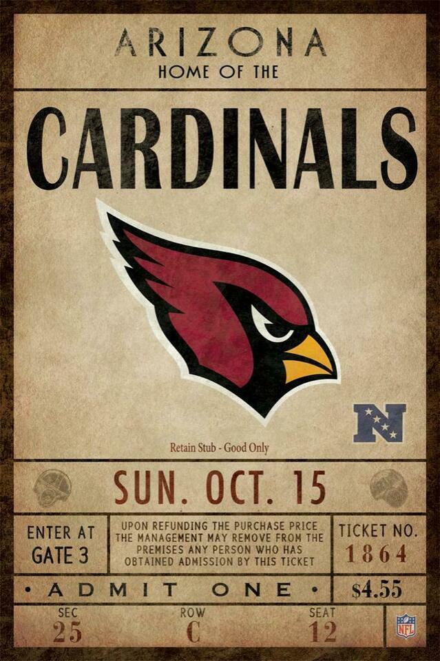 Arizona Cardinals Classic Ticket Canvas Framed Print (New)