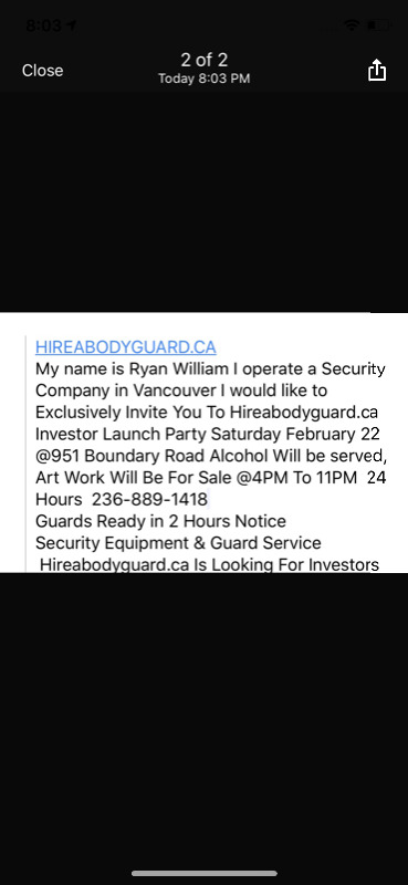 My name is Ryan William I operate a Security Company in Vancouve