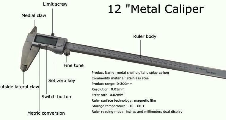 12 Metal Shell DigitalDisplay Caliper (021089)