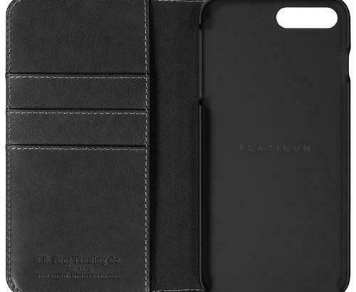 Platinum Series PT-MA7SPSBLWB-C Fitted Hard Shell Leather Wallet for iPhone 7 Plus/8 Plus – Dark Grey (New Other)