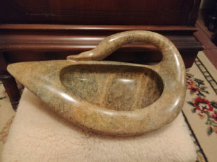 Carved Soapstone Swan Sculpture/Bowl