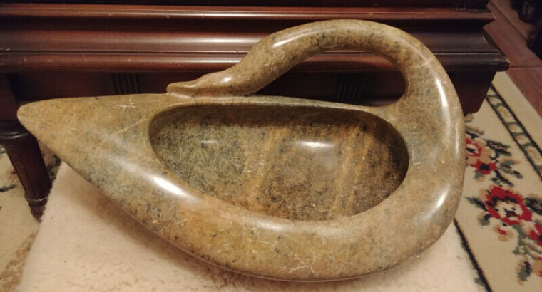 Carved Soapstone Swan Sculpture/Bowl