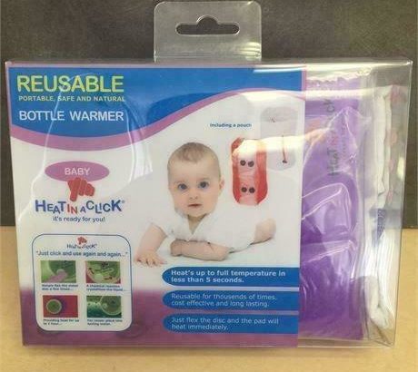 NEW, Reusable Heat in a Click Baby Bottle Warmer Pouch Included