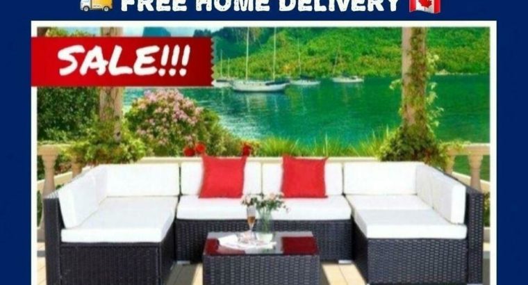 Free Delivery • 7Pc Wicker Patio Outdoor Furniture Sectional Sofa Set • Meubles de patio en osier