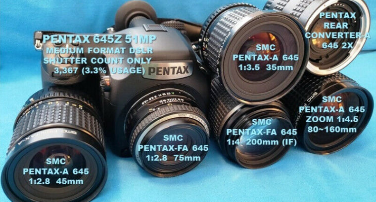 Pentax 645Z Medium Format DSLR camera body & lenses