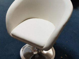 White hydraulic Swivel Tube Chair / Barrel Chair – 2 available