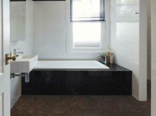 Cork tiles are perfect for the bathroom, 100% Water Proof, soft, warm, comfortable, durable, resilient