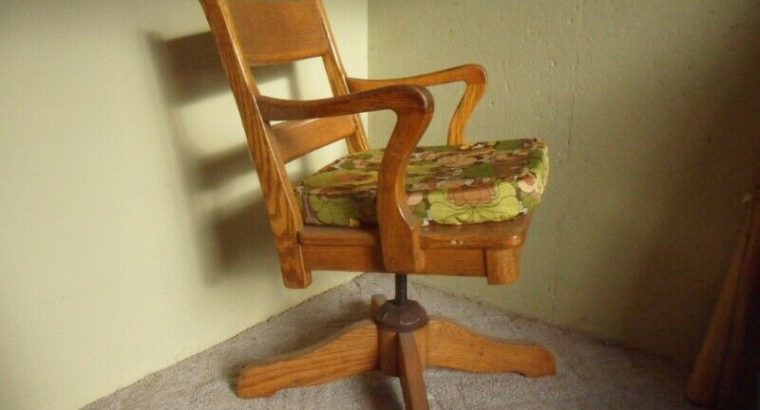 Antique Oak swivel rocker office chair