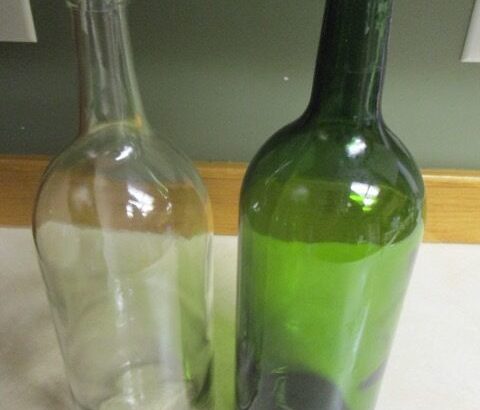 Green and Clear Wine Bottles