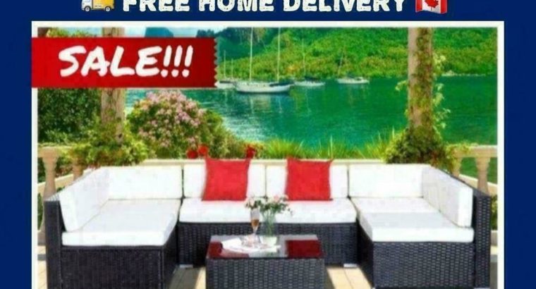 Free Delivery • 7Pc Wicker Patio Outdoor Furniture Sectional Sofa Set • Meubles de patio en osier