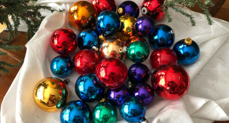 30 Vintage Jewel Coloured Mercury Glass Christmas Ornaments