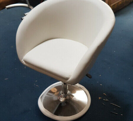 White hydraulic Swivel Tube Chair / Barrel Chair – 2 available