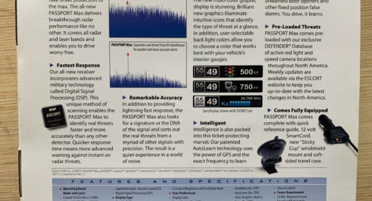 Escort Passport Max – New Never Used