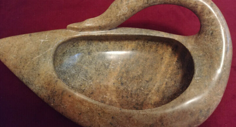 Carved Soapstone Swan Sculpture/Bowl