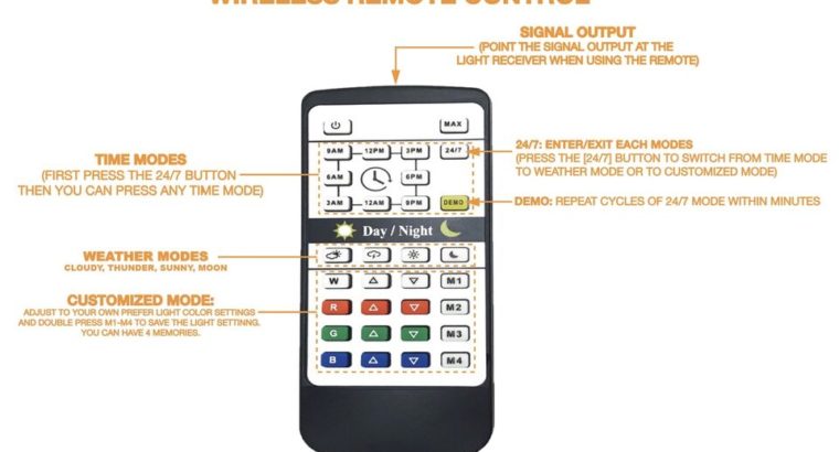 JC&P Aquarium Led Light Remote Control RGB colors sizes