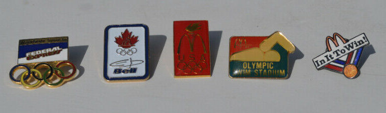 64 Various Olympic Enamel Hat or Lapel Pins