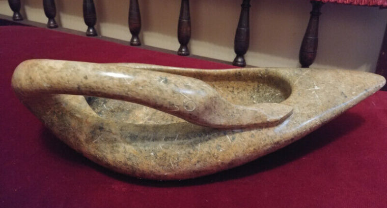 Carved Soapstone Swan Sculpture/Bowl