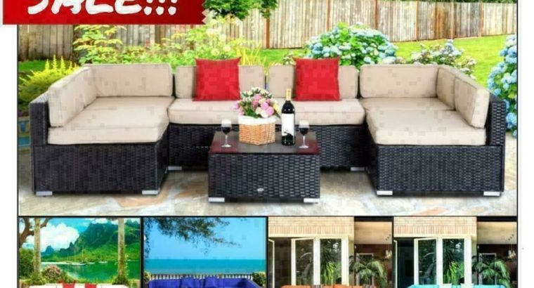 Free Delivery • 7Pc Wicker Patio Outdoor Furniture Sectional Sofa Set • Meubles de patio en osier