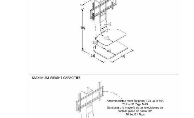 Dorel 1705096 Galaxy TV Stand with Mount for TVs up to 50, Black (Open Box)