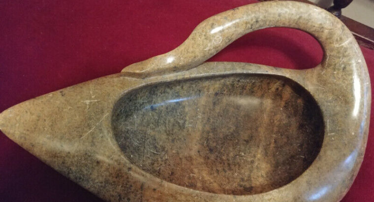 Carved Soapstone Swan Sculpture/Bowl