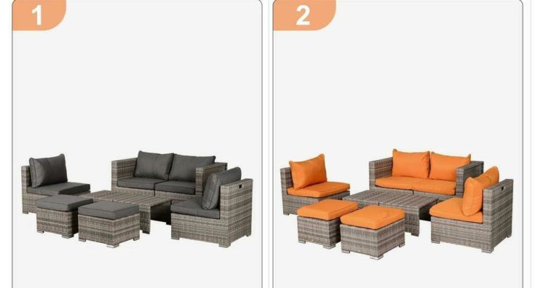 Free Delivery • 8Pc Twin Colour Patio Garden Outdoor Furniture Set