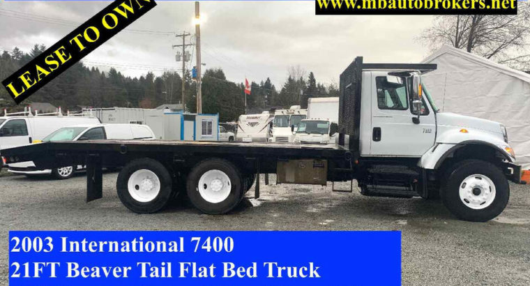 2003 INTERNATIONAL 7400 – 21FT BEAVER TAIL FLAT BED *ONLY 159K*