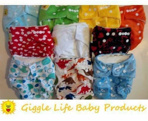 SALE! Giggle Life Cloth Diapers Reuseable Baby 7-36lbs Adjustable Trainers Disposable Liners Bamboo Adult