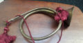 India Exotics Brass Tone Hunting Horn with a red cord for hangin