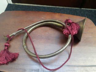 India Exotics Brass Tone Hunting Horn with a red cord for hangin