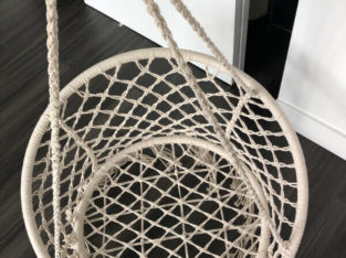 White Macrame Hammock Chair and Stand