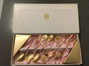 14K Gold Plated Asiana Airlines Fork and Spoon Souvenir Set